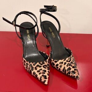 Nine West Black and Tan Leopard Heels